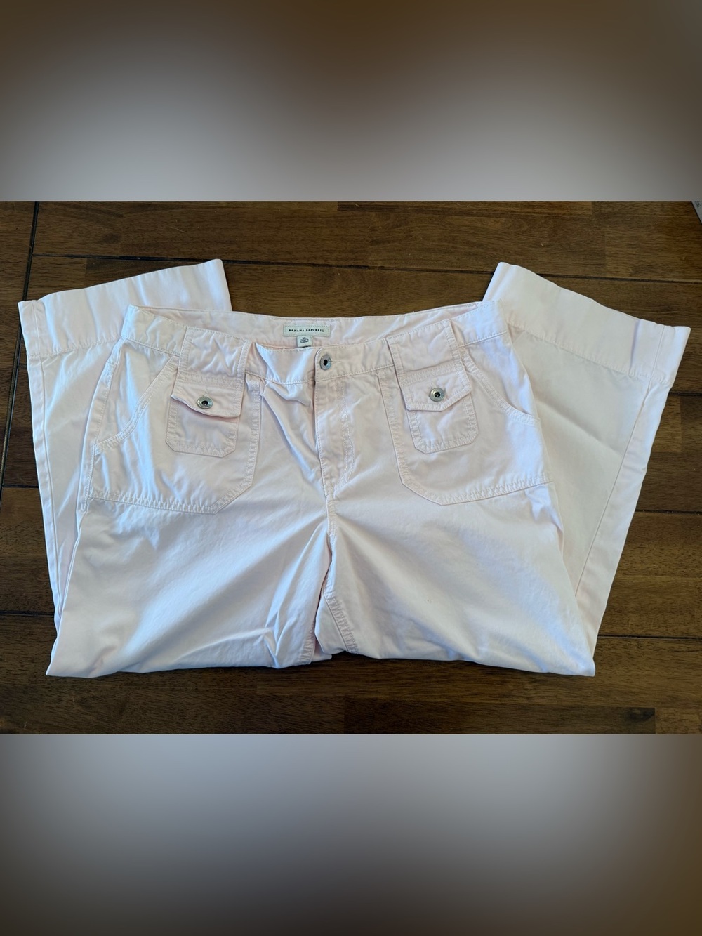 Banana Republic Cropped Wide Leg Pants Soft Pale Pink 100% Cotton Preppy Size 16